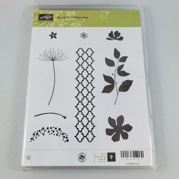 Summer Silhouettes Rubber Stamp Stampin’ Up! Lattice Leaves Flowers Cling Set - Picture 3 of 7
